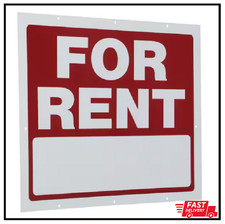 18 In. X 24 In. Red and White Plastic for Rent Sign