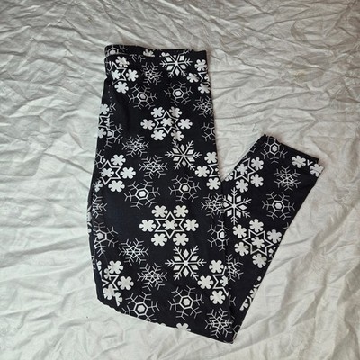 Black Snowflakes Christmas Holiday Women's Leggings Plus Size 2XL