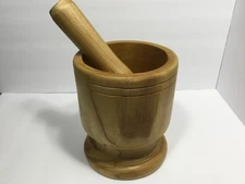 Puerto Rican style large mofongo Pilon Wooden Garlic herbs Mortar Pestle Set NEW