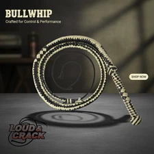 8 FT Cowhide Leather Bullwhip Handmade whip Equestrian Professional bull whip