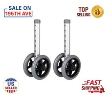 2 Pack Universal 5" Dual Wheel Walker Replacement Front Wheels, Grey, Durable