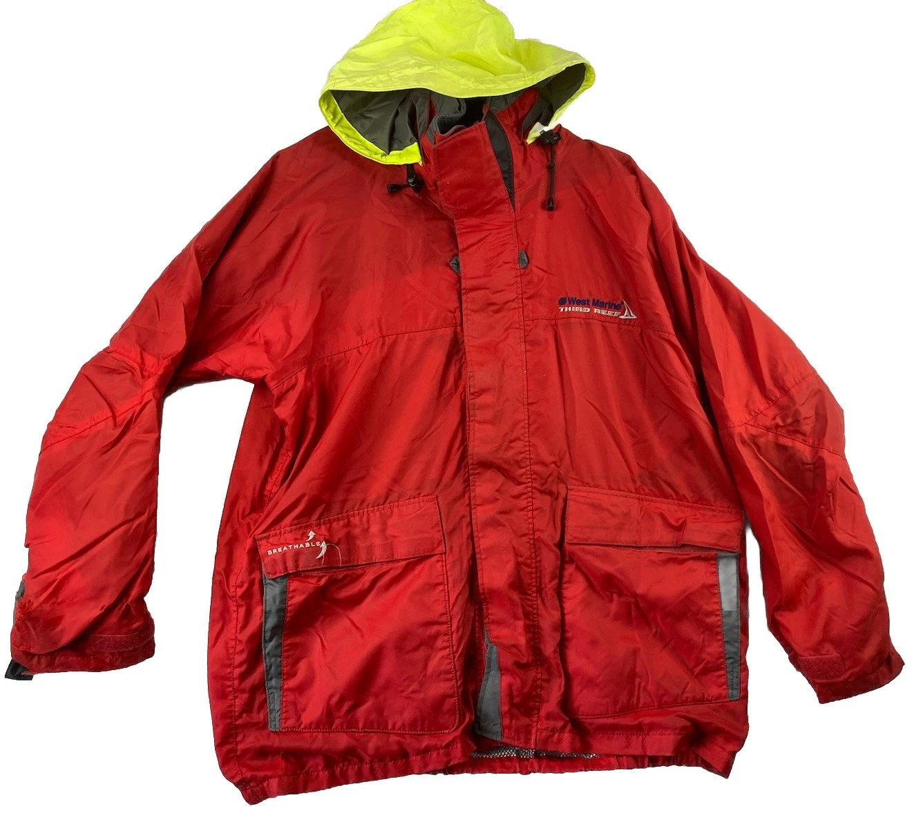 West Marine Mens Large Jacket Red Third Reef Vintage Waterproof Fishing Sailing