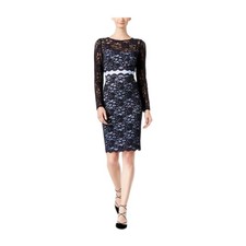 INC International Concepts Lace Sheath Dress Navy/Light Blue Sz 8 149.50 NWT