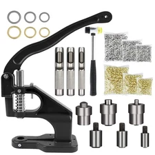 Hand Press Heavy Duty Eyelet Grommet Machine Punch Tool, Hole Punch Kit with ...