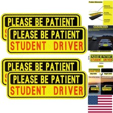 4-Piece Reflective Student Driver Magnet Set - Please Be Patient Safe