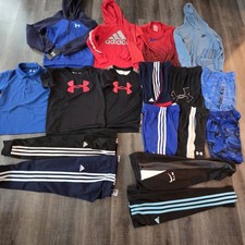 17 Pc School Athletic Lot Boy's 5 6 UNDER ARMOUR NIKE ADIDAS Pants Shorts Shirts