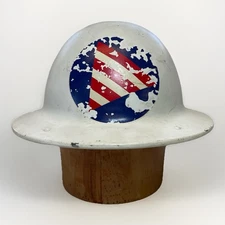Vintage WWII Era WW2 Civil Defense Metal Helmet Hat Civilian Air Raid Warden