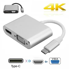Adapter TypeC Hub to VGA  DVI Displayport/3.1 Ethernet Converter Dock 4K