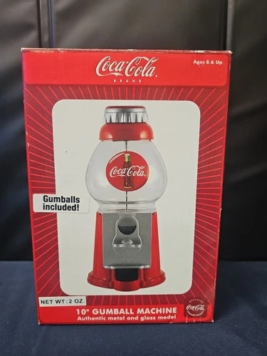 Vintage Coca-Cola Red Authentic Metal and Glass 10" Gumball Machine New Open Box