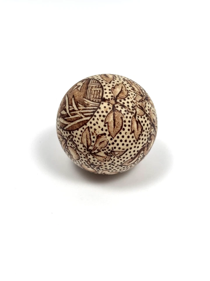 Ancien Manche / Poignée d'Ombrelle en Céramique 1900 décor églantier japonisant - Photo 2/4