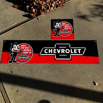 Chevrolet Felix The Cat Banner Set Vintage Chevy Garage