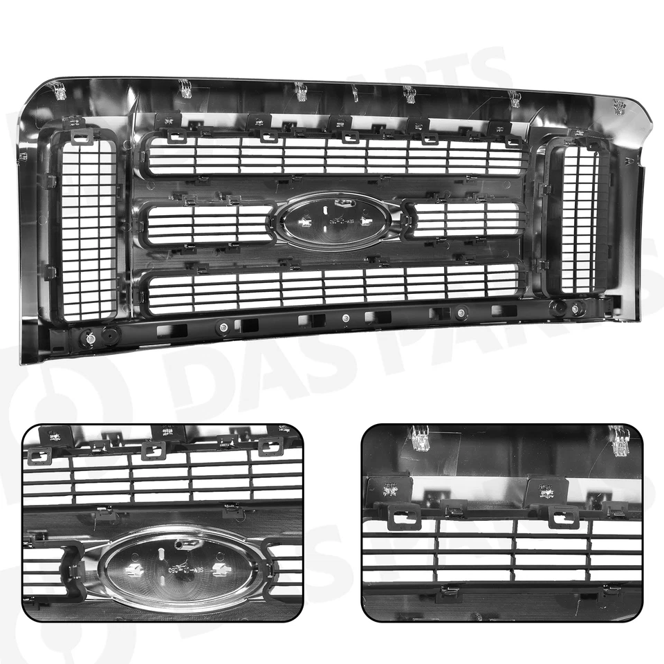 For Ford F-250 F-350 F-450 F-550 Super Duty 2008-2010 Chrome Bumper Grille Grill Foto 3 de 4