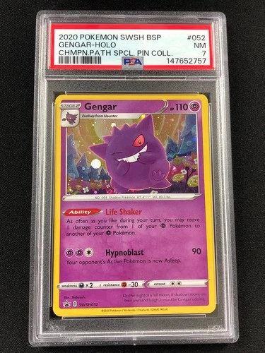 Pokemon 2020 Gengar Black Star Holo SWSH052 PSA 7