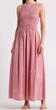 Faithfull The Brand Laia Sleevless Smocked Maxi Dress Valentine Pink Size 4