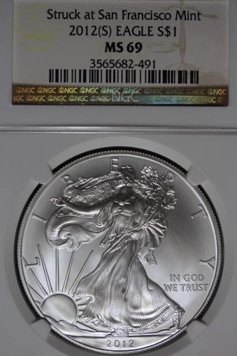 2012 S NGC MS69 AMERICAN SILVER EAGLE #B51044
