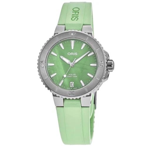 New Oris Aquis Date Green Mother of Unisex Watch 01 733 7770 4157-07 4 18 67FC