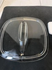 Corelle 7-1/4"  Square Clear Glass Pyrex 1 Qt Blue Cornflower Casserole Fin Lid