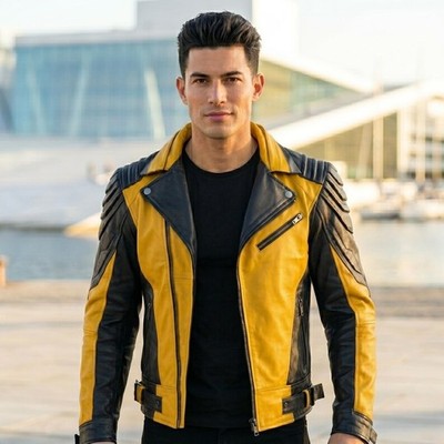 Handgefertigte Custom Biker Moto Jacke | Gesteppte Schulter Slim Fit Ledermantel |
