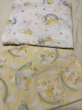 Baby Crib Sheets Lot of 2 Vintage Whimsical Animals  Rainbows Pastel Colors