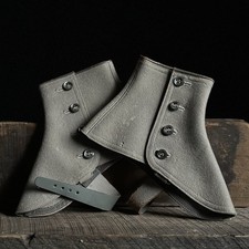 Antique Pair of Wool Felt 4 Button Spats, Vintage Footwear, Lot 5