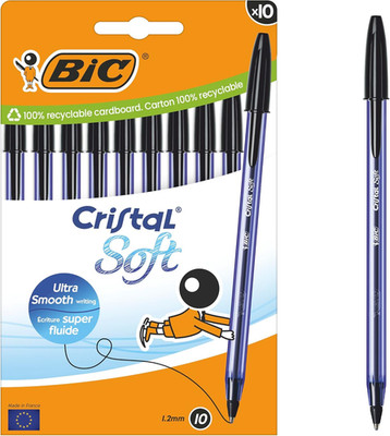 BIC Cristal Weiche Kugelschreiber - Glatte Leicht Gleitende Tinte - Mittlere 1,2 mm Spitze - Com