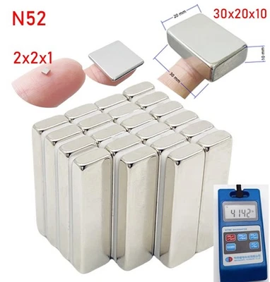 5x N52 Strone Magnet Neodymium Rectangle Block From 2x2x1mm to 30x20x10mm