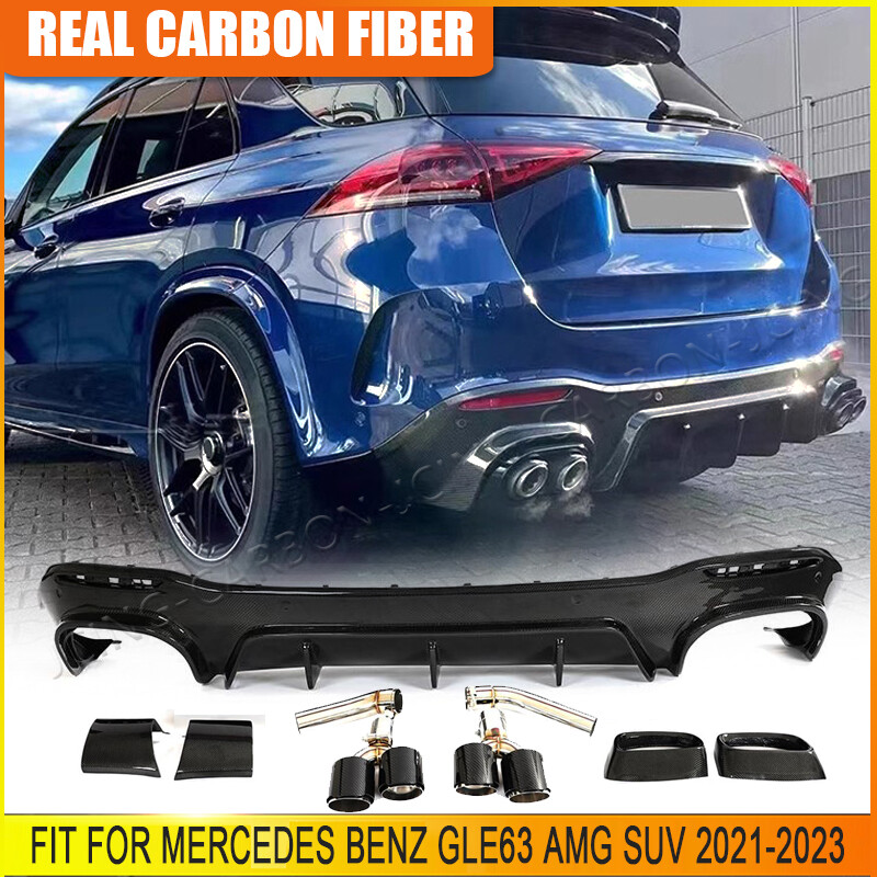 リアバンパーディフューザー GLE63 ベンツ W167 GLE AMG For Benz W167 GLE63 SUV REAL Carbon Rear Bumper Diffuser Lip +
