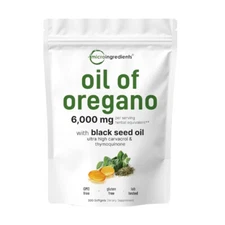 ~Micro Ingredients Oil of Oregano Softgels 6000mg 300 Count -Free & Fast Shippin