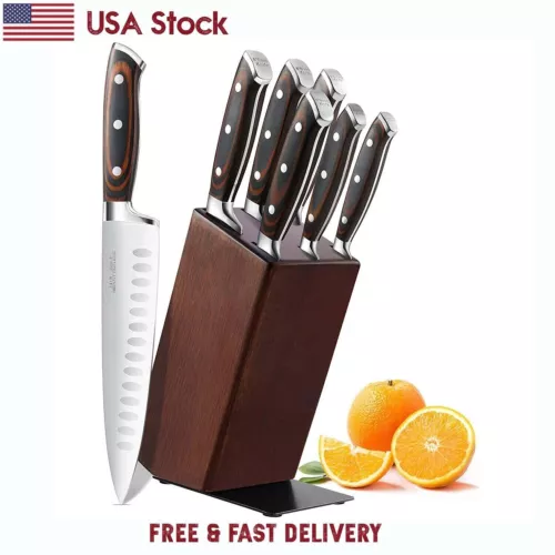 7Pcs/Set Professional Kitchen Knife Set with Block Wooden German Stainless Steel