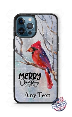 Merry Christmas Red Cardinal Holiday Phone Case For iPhone 14 Pro Max Samsung