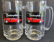 Lamborghini Collectable Series 1986 Spencer Gifts 12 Oz Beer Mugs Vintage Red