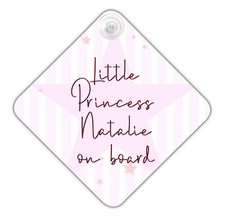 Personalised Baby On Board Car Sign Princess Design Any Name Gift Safety Sign 5