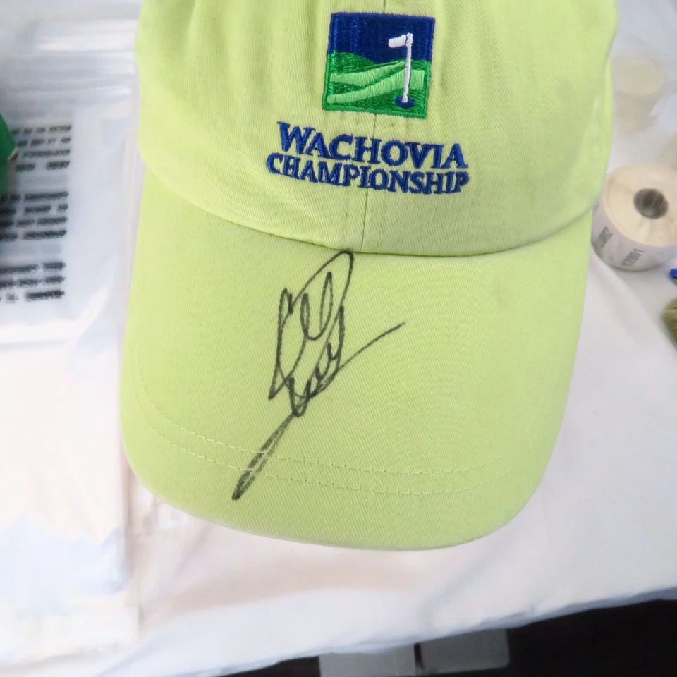 Sombrero de golf Kate Lord Wachovia Championship para mujer verde con tirantes autografiado Foto 3 de 4