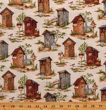 Cotton Natures Calling Outhouses Bathrooms Fa...
