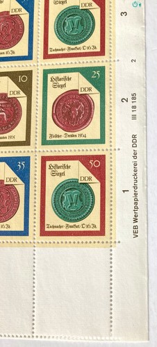 DDR 1988 Historische Siegel II MiNr. 3156 - 3159kompletter Zd-Bogen postfr. WPD2 - Bild 2 von 3