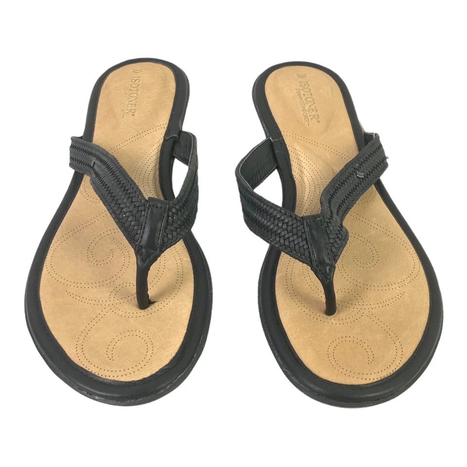 Sandálias chinelo Isotoner femininas Ava tamanho 10 pretas - Imagem 2 de 4