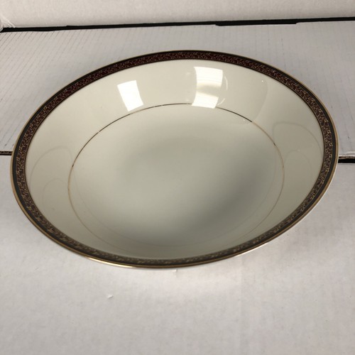 Mikasa ARAMIS 9-1/4" Round Vegetable Bowl Grand Ivory Maroon Gold Trim