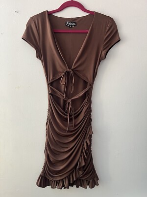 i am gia dress brown I AM GIA Greta Mini Dress – Dolls Kill main image 0