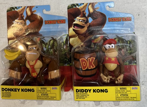 Super Mario Jakks World of Nintendo NEW 2023 DIDDY & DONKEY KONG 4” FIGURES LOT