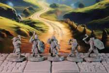 5 Dwarven One Handed Axe Miniatures, TTRPG 32mm axe shield armor helm warrior