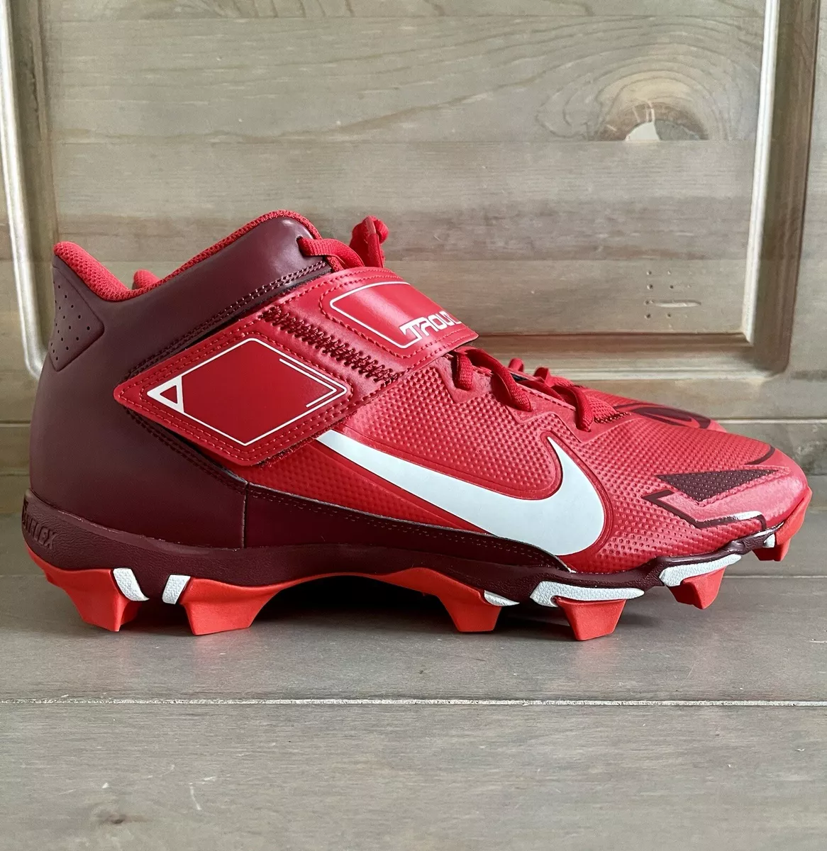 Red baseball cleats clearance