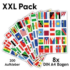 200 Länderfahnen Flaggen Aufkleber Set "XXL Weltweit" Fahrrad Auto Motorrad R108