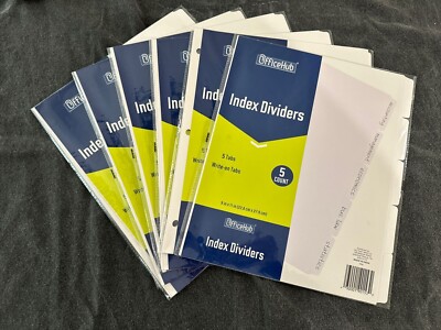 OfficeHub Index Dividers With Tabs - 5 Write On Tabs - 6 Packs