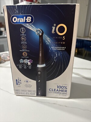 NEW Oral-B iO Series 5 Limited Electric Toothbrush w/ 3 Brush Heads BLACK
