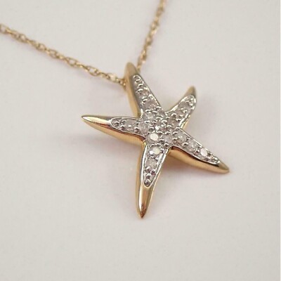 Women's Stunning Star Pendant Round Cut Simulated Diamond 14K Yellow Gold Plated