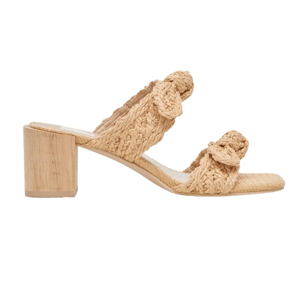 Dolce Vita Women's Zemmie Natural Raffia Low Wooden Block Heel