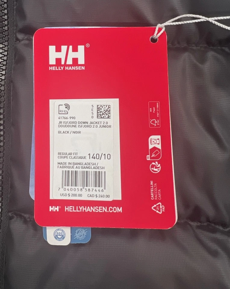 Chaqueta negra aislante para niña Helly Hansen $200, talla: 10 Foto 2 de 4