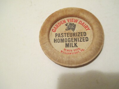 NICE GARDEN VIEW DAIRY 2 1/4'' MILK BOTTLE CAP ULMER BROS. (WILLIAMSPORT, PA.) 