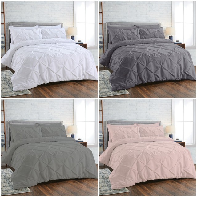 Tesco Cotton Pintuck Super King Size Duvet Set Taupe For
