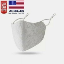 Ivory White Lace Flower Face Mask Adjustable Washable Wedding US Seller Fast NEW